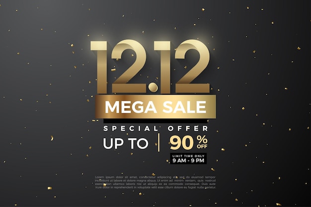 12 12 sale background with gold plate illustration