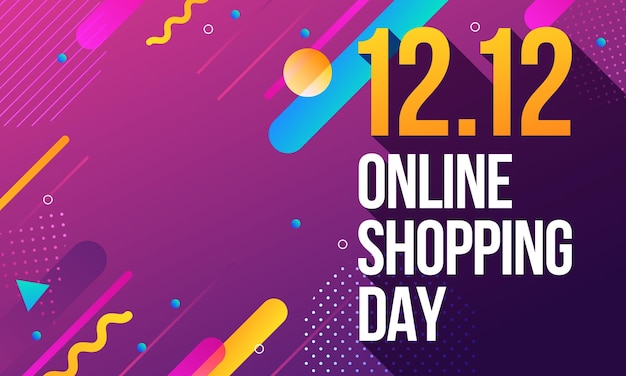 12.12 sale online shop day, shopping discount banner background