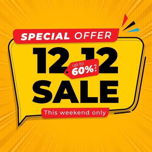 12.12 Shopping Day Sale Banner With Yellow Colour
