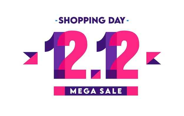 12.12 Shopping day super sale flat minimalist banner template