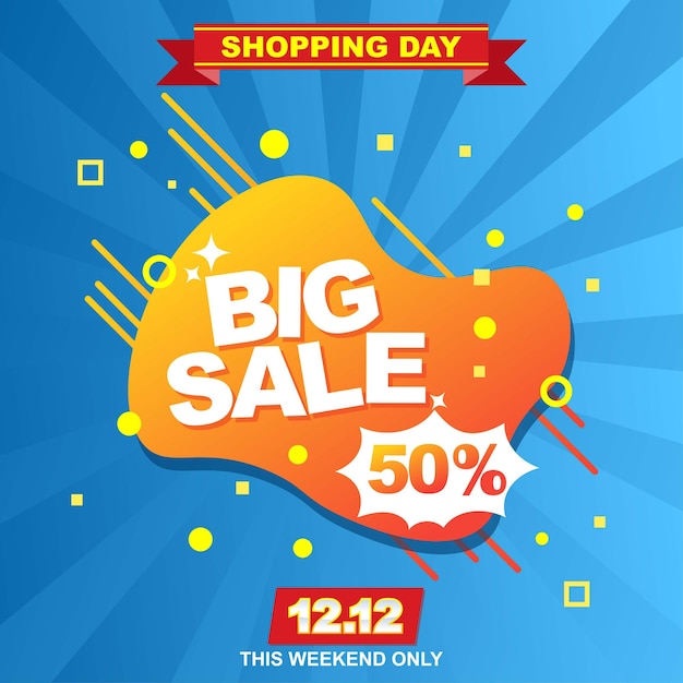 12.12 shopping festival sale with blue and orange color