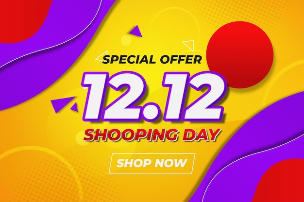 12 12 super sale banner with wavy shape for promotion