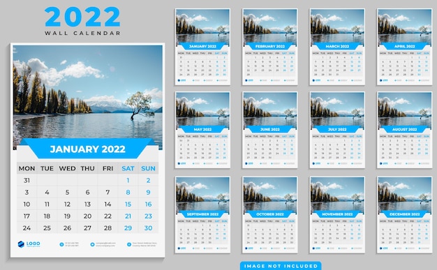 12 month wall calendar design 2022