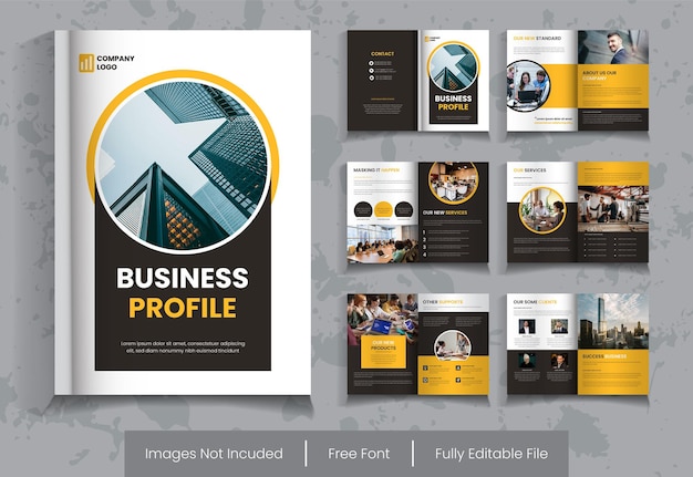 12 page company brochure template yellow minimalist design