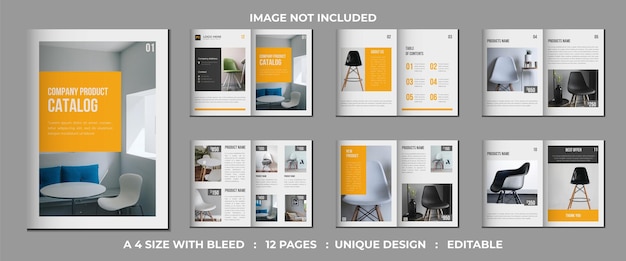 12 Pages company product catalog or portfolio template design