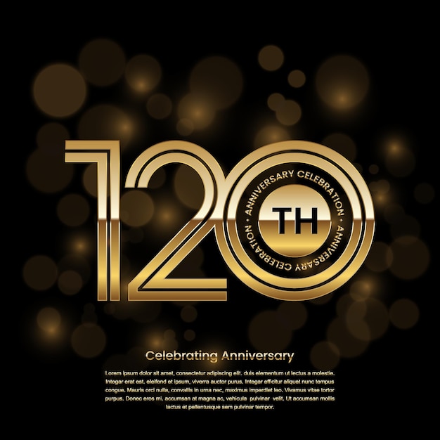 120 years anniversary logo design with gold color and double line style Logo Vector Template