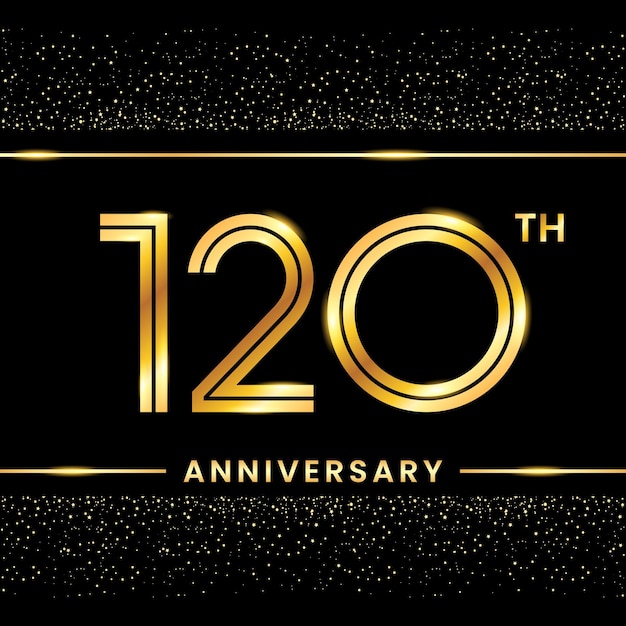 120th Anniversary Gold color template design for birthday event Line Art Design Vector Template