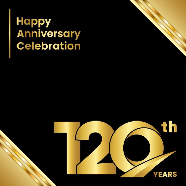 120th anniversary logo design in gold color for anniversary celebration event Logo Vector Template