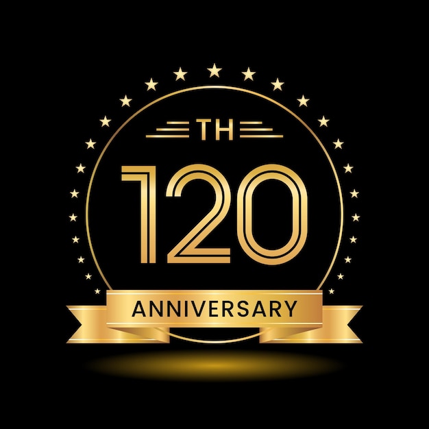 120th Anniversary logo design Golden number concept Line Art style Logo Vector Template