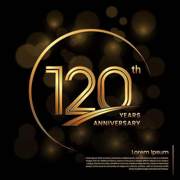 120th Anniversary logo design with double line numbers Golden anniversary template Vector Logo Template