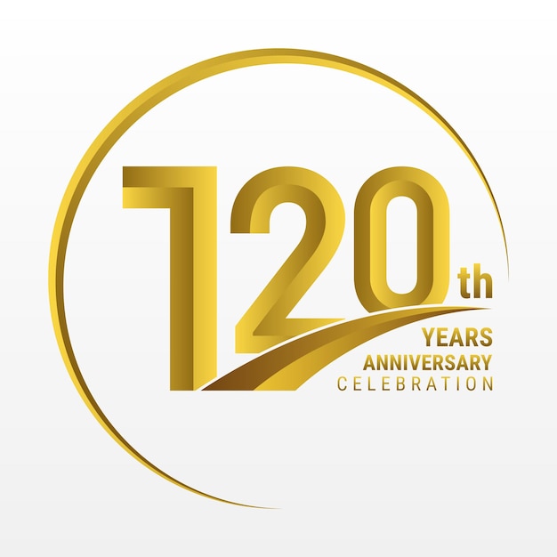 120th Anniversary Logo design with golden color and ring Logo Vector Template