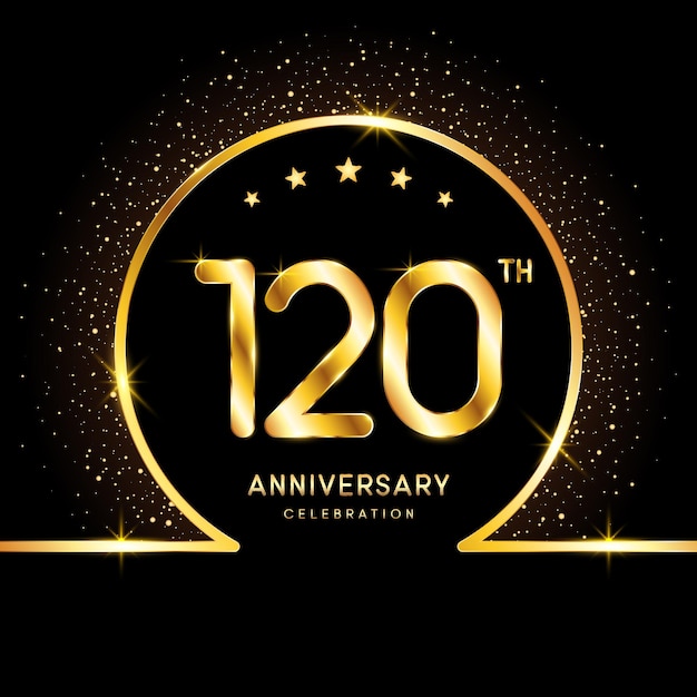 120th Anniversary Logotype Golden anniversary logo design with golden number Logo Vector Template