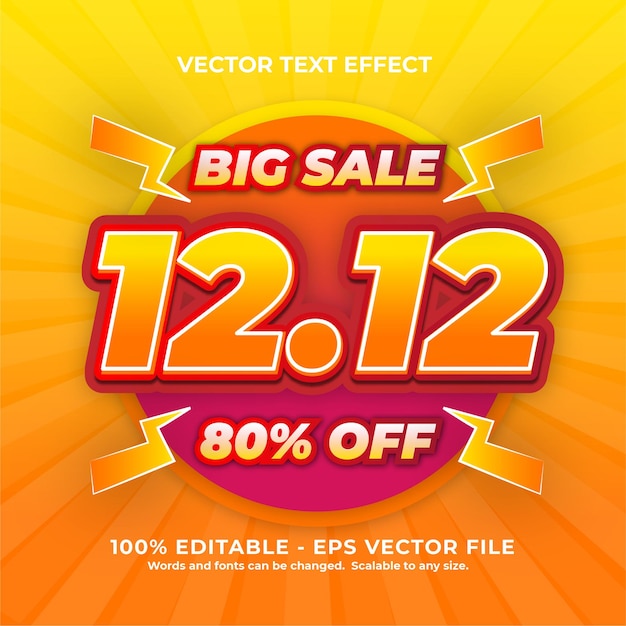 1212 Big sale editable 3d text on bright background