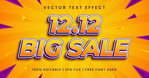 1212 big sale text, editable text effect template