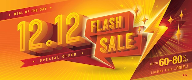 1212 Shopping Day Flash Sale Banner Template design special offer discount Shopping promotion poster