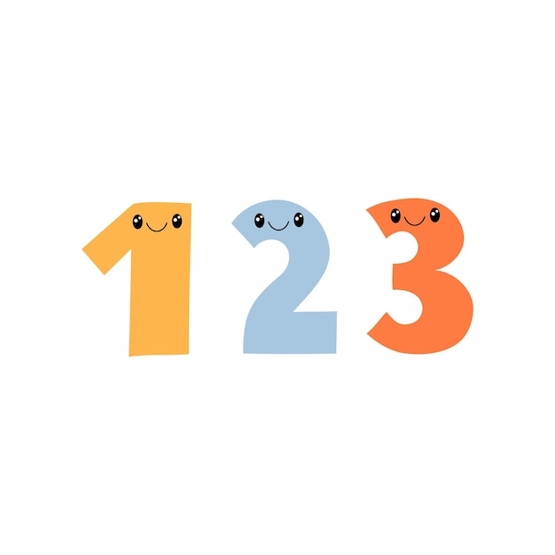 Vector 123 numbers characters cute math symbols vector illustration school concept educational elements