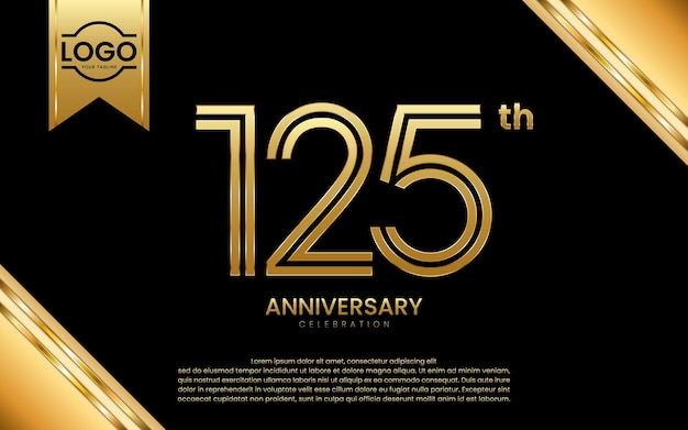 125th Anniversary Celebration Anniversary template design with golden number Vector Template