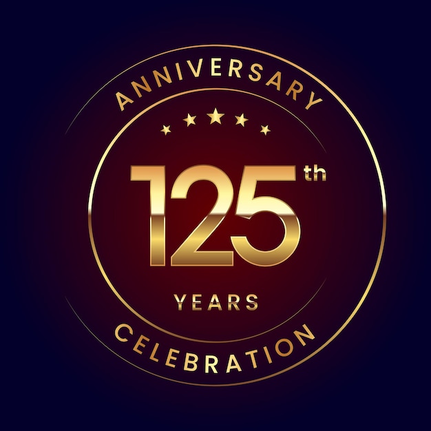 125th Anniversary template design with gold color ring and numbers Logo Vector Template