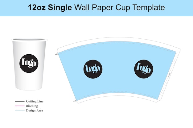 12oz Single Wall Paper Cup Template