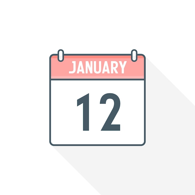 12th January calendar icon January 12 calendar Date Month icon vector illustrator