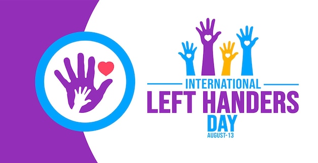 13 August International Left Handers Day background template Holiday concept background banner