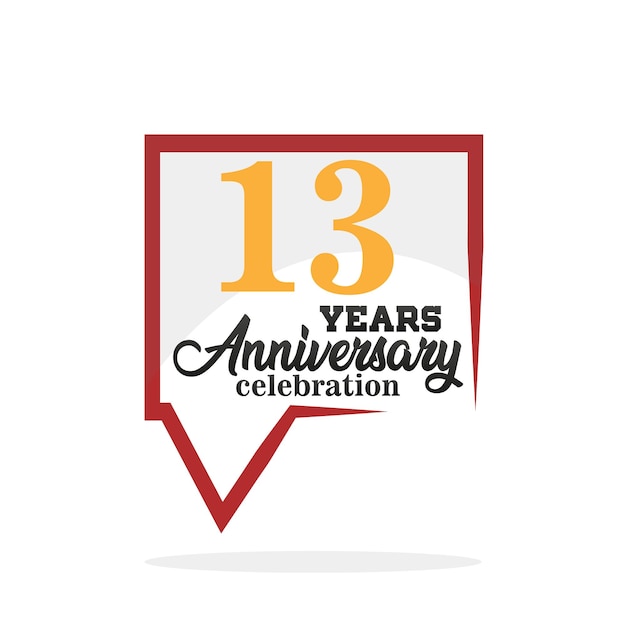 13 year anniversary celebration. Anniversary logo with speech bubble vector design.