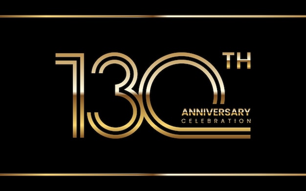 130th Anniversary Anniversary template design with golden number Vector Template Illustration