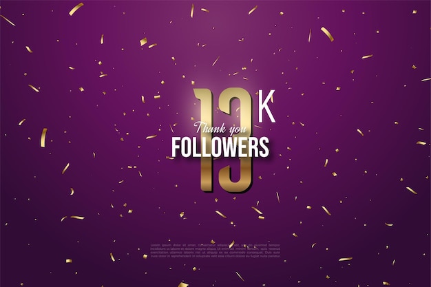 13k followers with gold numbers and dots