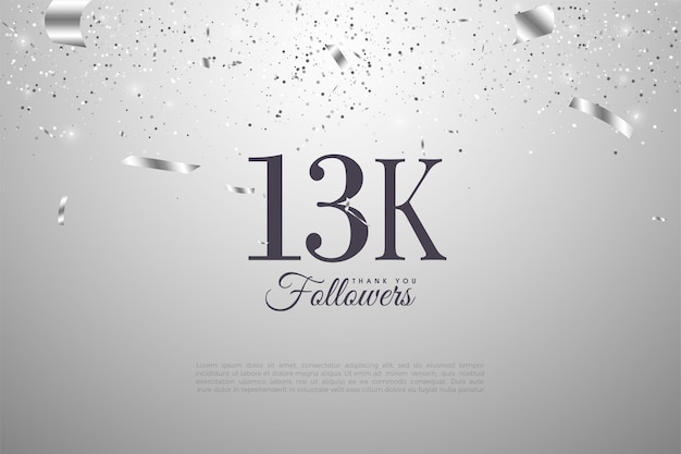 13k followers with numbers on silver background