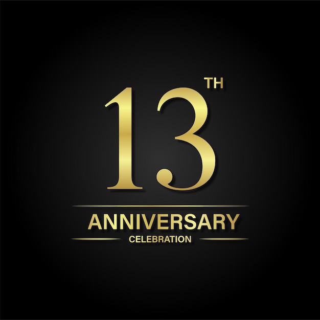 13th anniversary celebration with gold color and black background