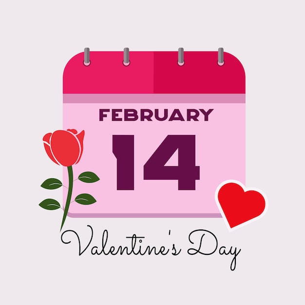 14 february valentine days calendar vector design illustration