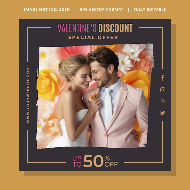 14 February Valentines Day Love Celebration social media post and marketing banner template