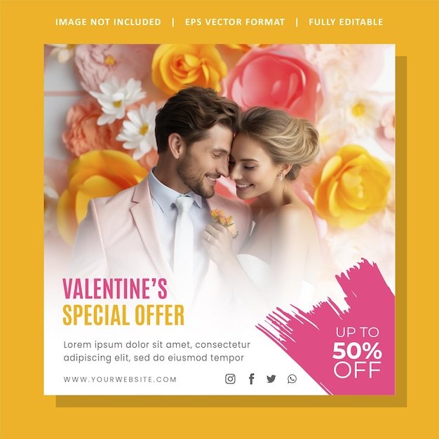 14 February Valentines Day Love Celebration social media post and marketing banner template