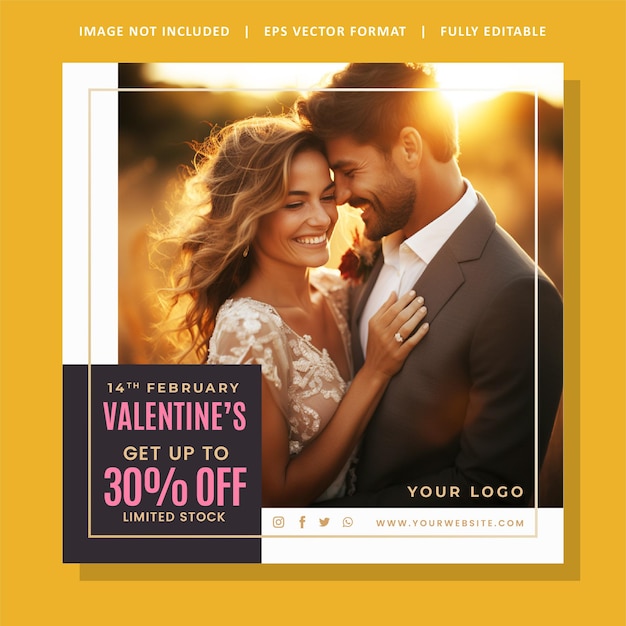 14 February Valentines Day Love Celebration social media post and marketing banner template