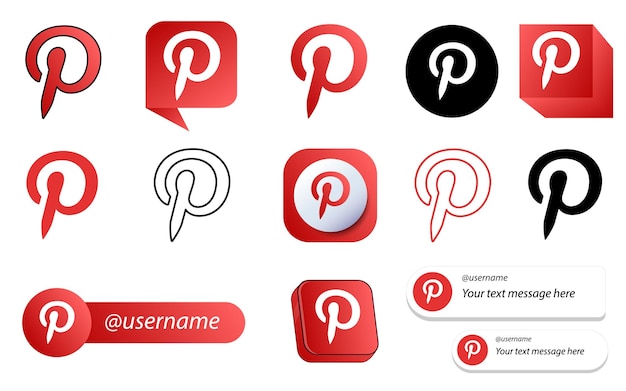 14 Pinterest social Media icon pack