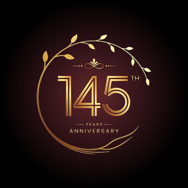 145th anniversary logo design with a golden number and circular tree concept