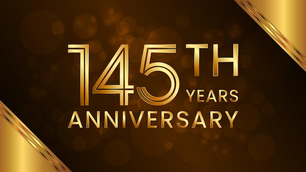 145th anniversary logo with double line number concept and golden color font