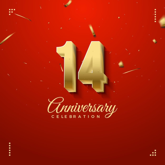 14th anniversary with prominent gold numerals