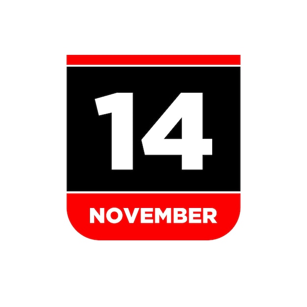 14th November calendar date icon 14 Nov lettering