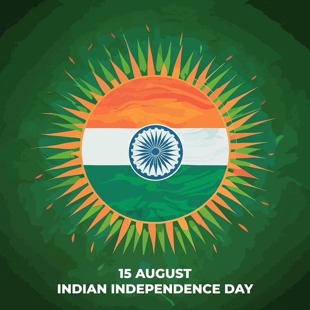 15 August Indian Independence Day Vector Art With Indian Flag