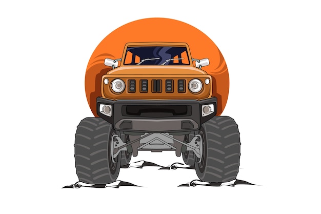 15. the orange off road monster truck illustration vector