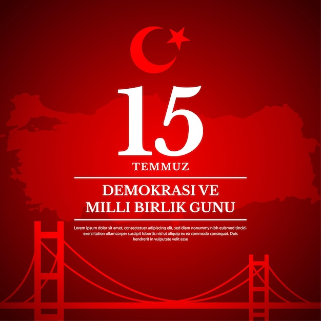 15 temmuz post with bridgh and map vector file