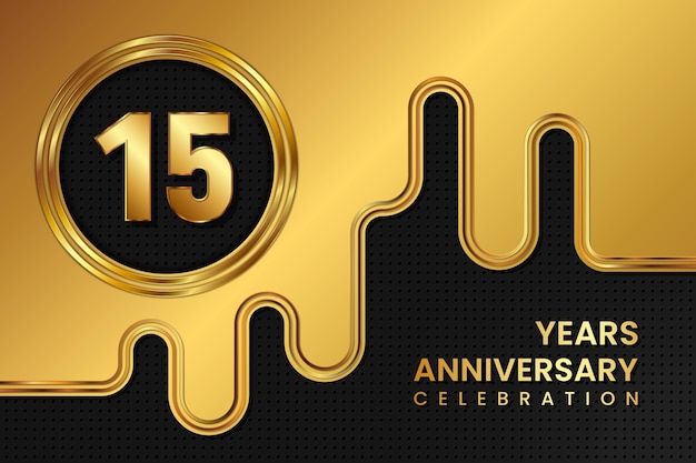 15 Year Anniversary celebration template design Golden Anniversary vector illustration