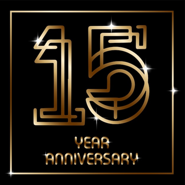 15 years anniversary celebration vector logo line art