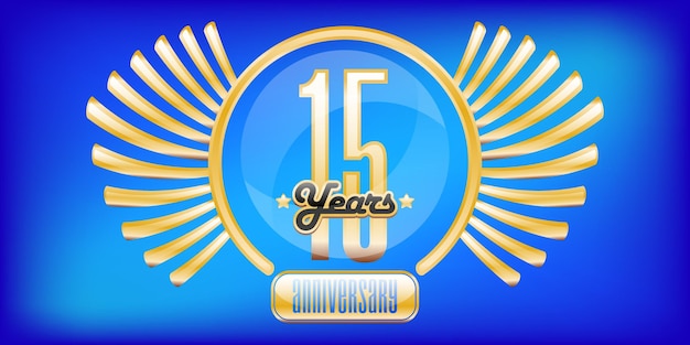 15 years anniversary emblem anniversary badge or label