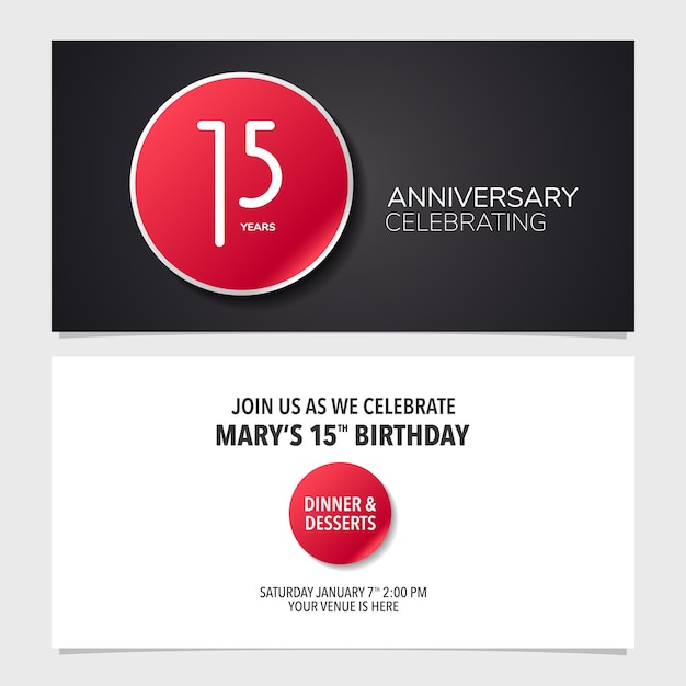 15 years anniversary invitation card vector illustration