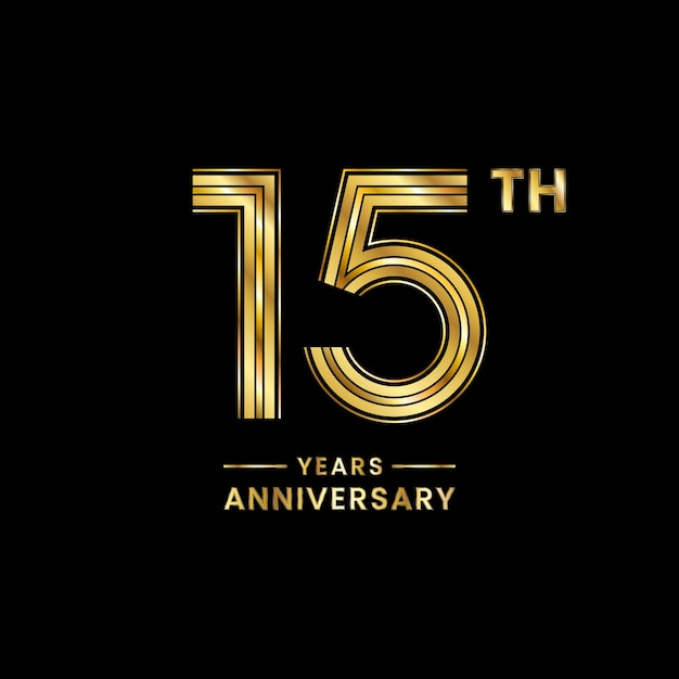 15 years anniversary logo design with golden number for anniversary celebration event Logo Vector