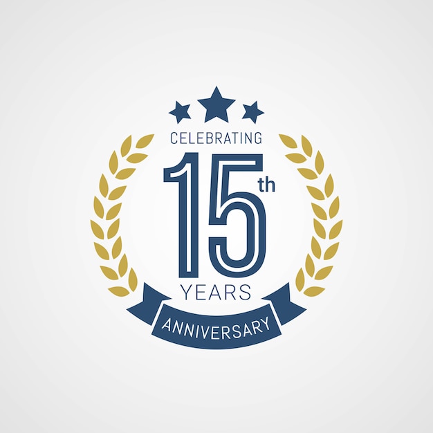 15 Years Anniversary logo with gold and blue style