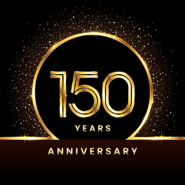 150th anniversary Logo Anniversary logo design with double line concept vector illustration