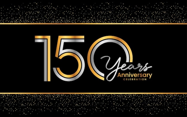 150th anniversary logo design with double line concept Logo Vector Template